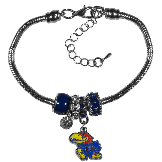 Pulsera de los Kansas Jayhawks con cuentas estilo euro