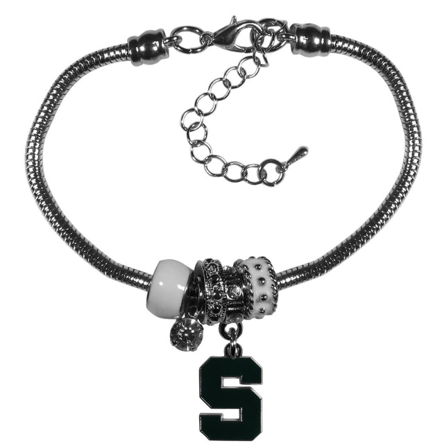 Pulsera de los Spartans de Michigan State con cuentas estilo euro