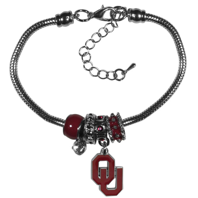 Pulsera de los Oklahoma Sooners con cuentas estilo euro