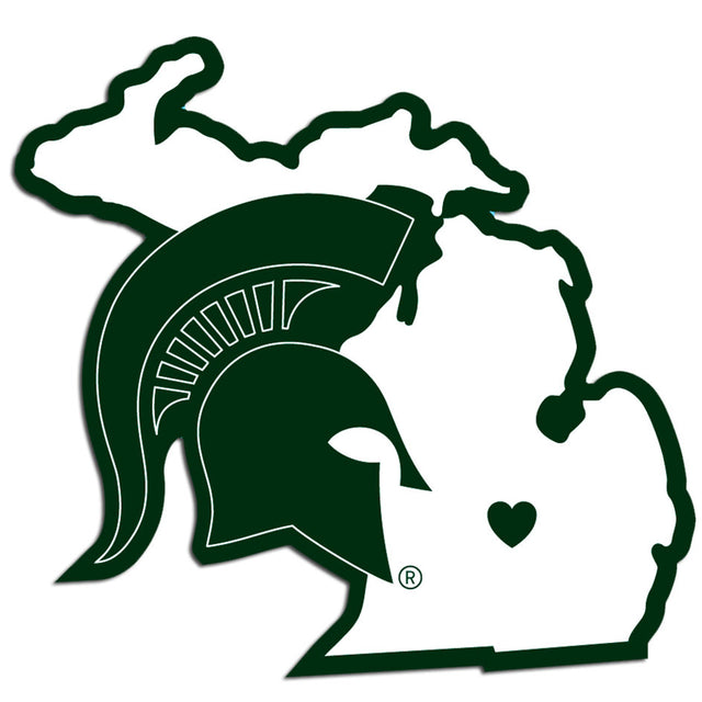 Calcomanía de los Spartans del estado de Michigan con el estilo de orgullo del estado de origen