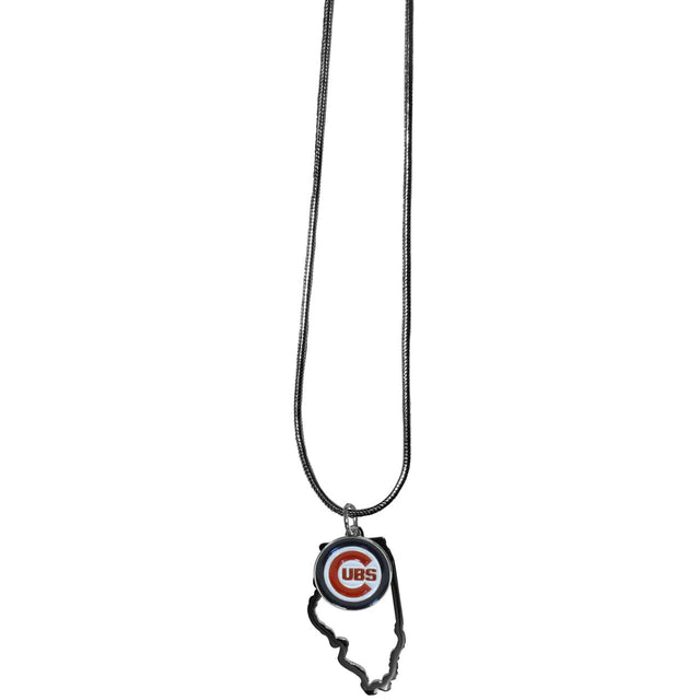 Collar con cadena de los Chicago Cubs y dije con forma de estado CO