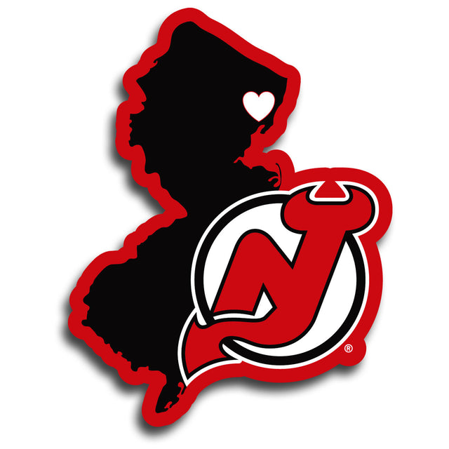 Calcomanía de los New Jersey Devils con el estilo de orgullo del estado natal