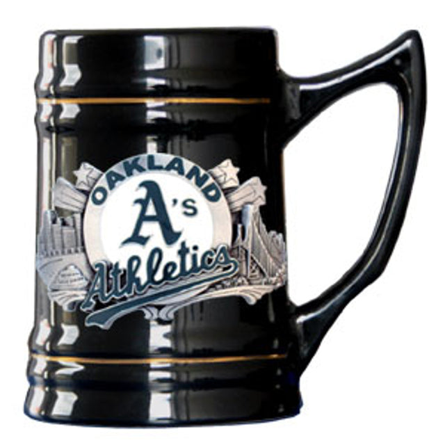 Jarra de cerveza negra de 18 oz de Oakland Athletics