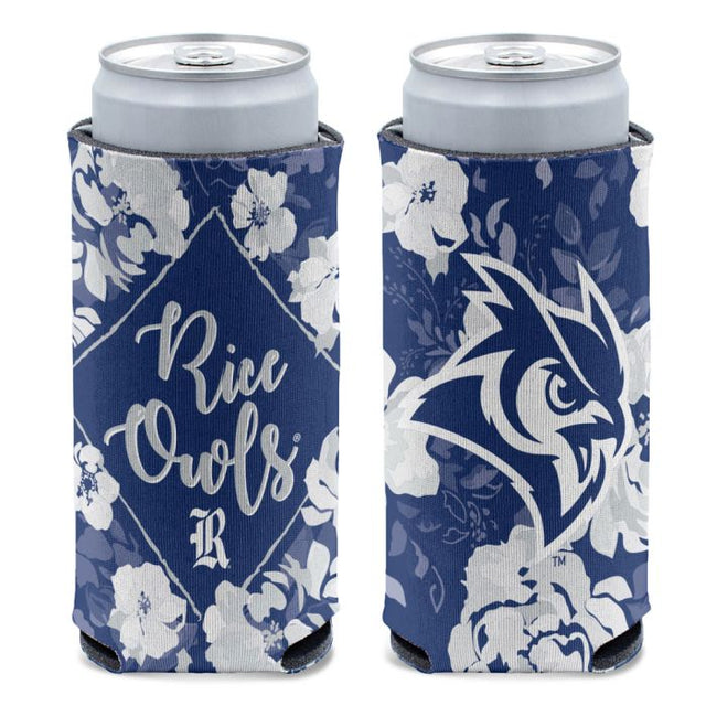 Refrigerador de latas delgado de 12 oz con diseño floral de Rice Owls