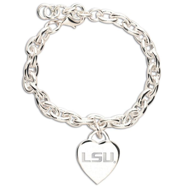 LSU Tigers Heart Charm Bracelet Jewelry Carded