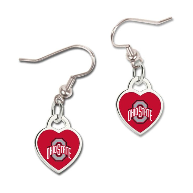 Pendientes de los Ohio State Buckeyes con corazón en 3D