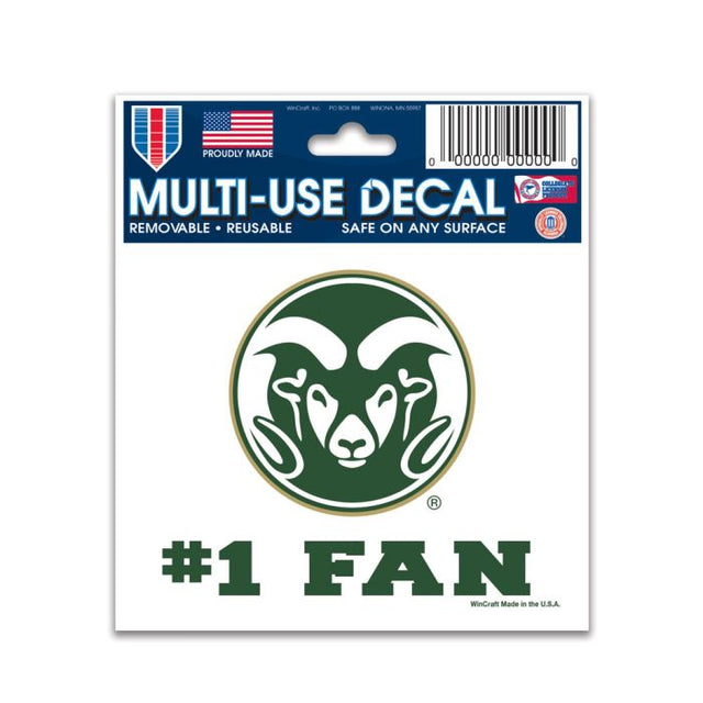 Calcomanía multiusos para fanáticos de Colorado State Rams n.° 1 de 3" x 4"