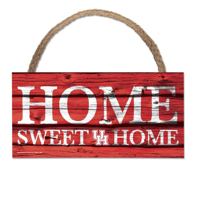 Houston Cougars Home Sweet Home Wood Sign w/Rope 5" x 10"