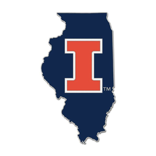 Illinois Fighting Illini State Shape Collector Enamel Pin Jewelry Card