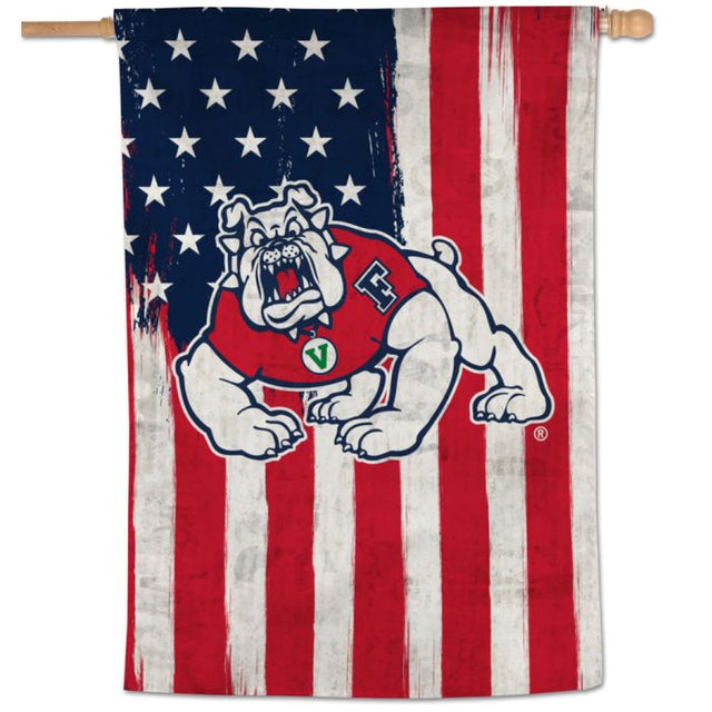 Bandera vertical patriótica de los Bulldogs de Fresno State, 28" x 40"