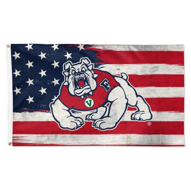 Bandera patriótica de los Bulldogs de Fresno State: Deluxe, 3' X 5'