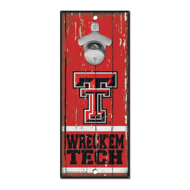 Letrero con abrebotellas de los Texas Tech Red Raiders de 5 x 11 pulgadas