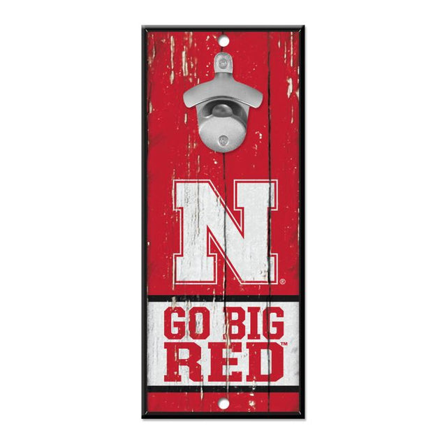 Nebraska Cornhuskers Bottle Opener Sign 5x11