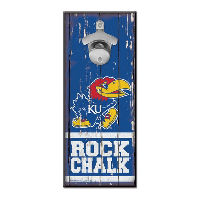 Kansas Jayhawks Bottle Opener Sign 5x11