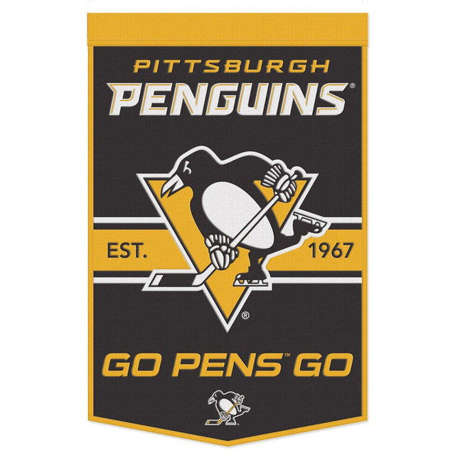 Pancarta de lana de los Pittsburgh Penguins de 24 x 38 pulgadas con diseño de eslogan Dynasty