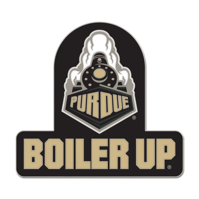 Tarjeta de joyería con pin esmaltado de colección con el eslogan de los Purdue Boilermakers