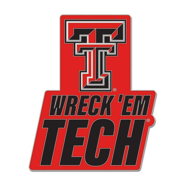 Tarjeta de joyería con pin esmaltado para coleccionistas con el lema de los Red Raiders de Texas Tech