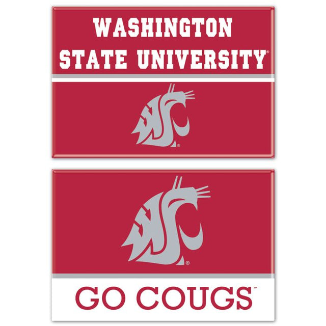 Imán rectangular de los Washington State Cougars, paquete de 2, 2 x 3 pulgadas