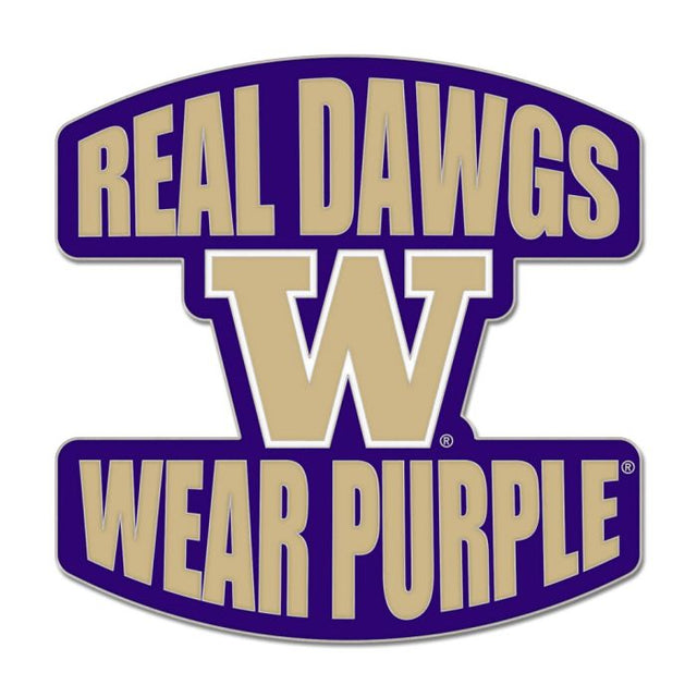 Tarjeta de joyería con pin esmaltado para coleccionistas con el lema de los Washington Huskies