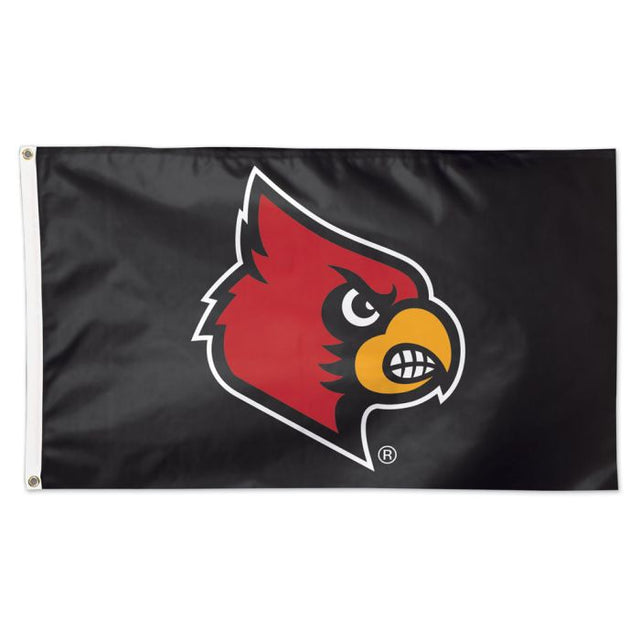 Bandera de los Louisville Cardinals con fondo negro - Deluxe 3' X 5'