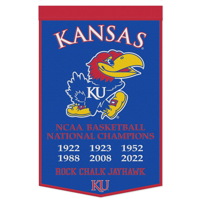 Bandera de lana de los Kansas Jayhawks de 24 x 38 pulgadas con diseño de Dynasty Champ