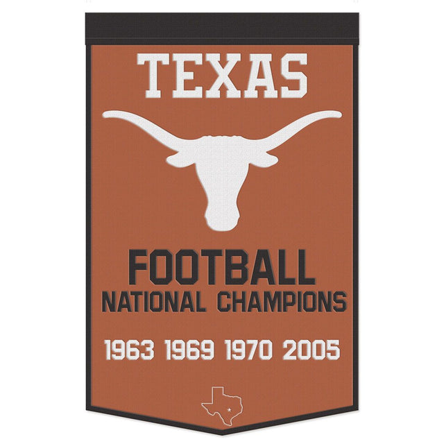 Bandera de lana de los Texas Longhorns de 24 x 38 pulgadas con diseño Dynasty Champ