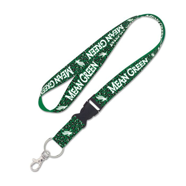 North Texas Mean Green LEOPARD Lanyard w/detachable buckle 1"