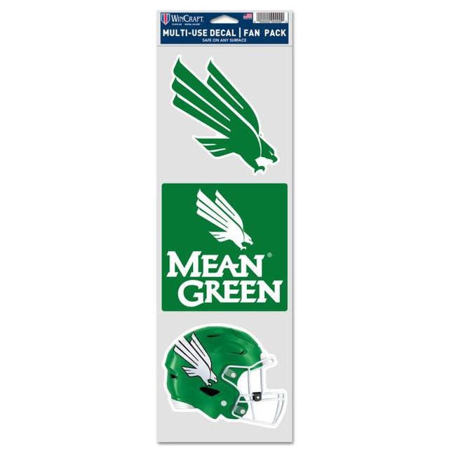 North Texas Mean Green Fan Decals 3.75" x 12"