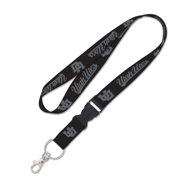 Utah Utes Blackout Lanyard w/detachable buckle 1"