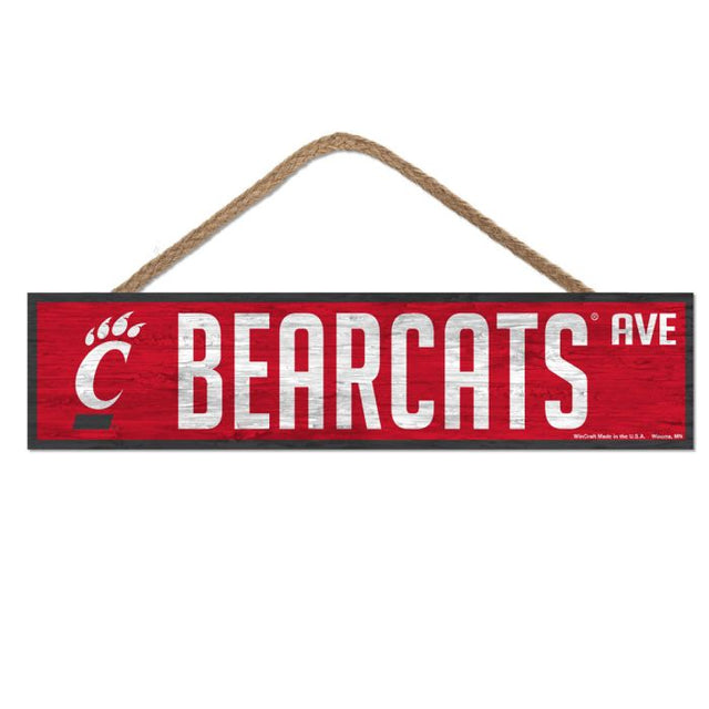 Letrero de madera de Cincinnati Bearcats con cuerda, 4" x 17"