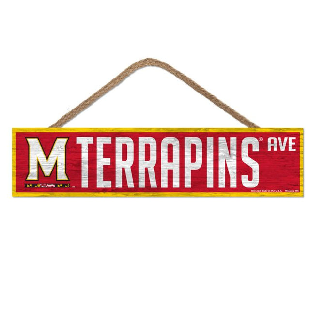 Maryland Terrapins Wood Sign-with Rope 4" x 17"