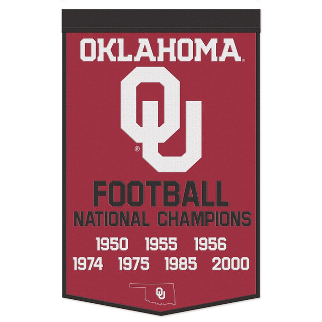 Bandera de lana de los Oklahoma Sooners de 24 x 38 pulgadas con diseño Dynasty Champ