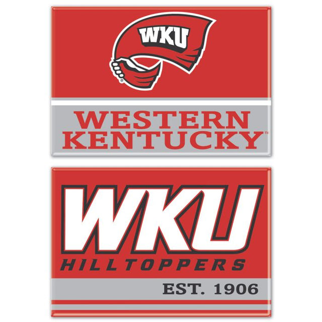 Imán rectangular de Western Kentucky Hilltoppers, paquete de 2, 2 x 3 pulgadas