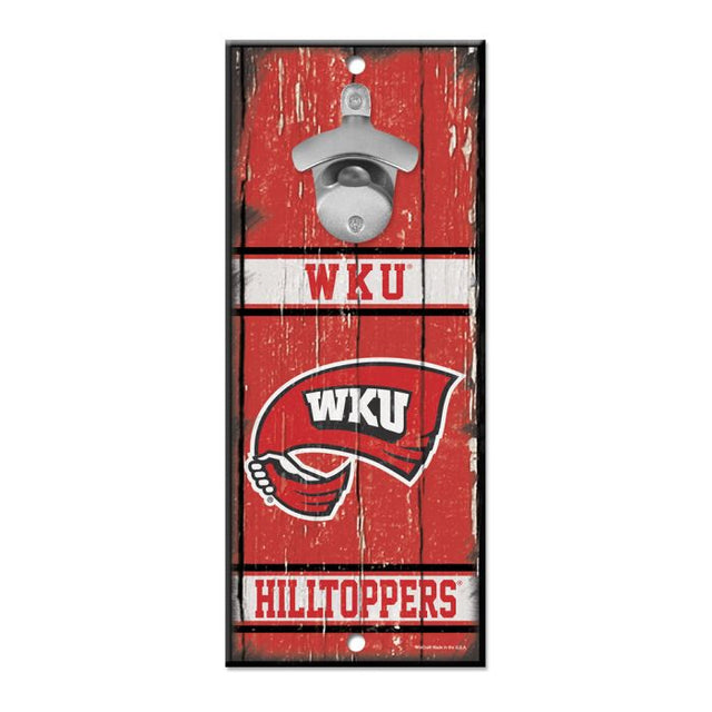 Letrero con abrebotellas de Western Kentucky Hilltoppers de 5 x 11 pulgadas