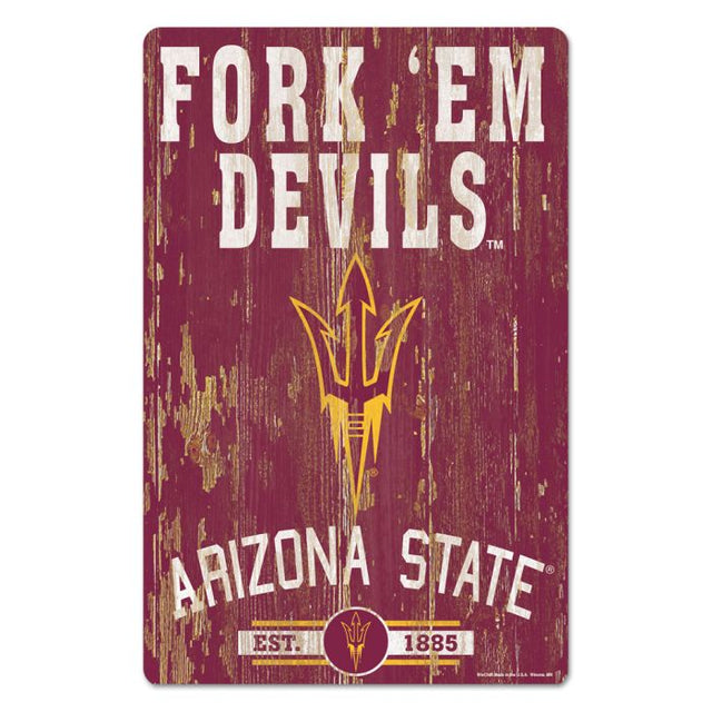 Letrero de madera de Arizona State Sun Devils, 11" x 17", 1/4" de grosor