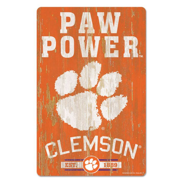 Clemson Tigers Wood Sign 11" x 17" 1/4" thick