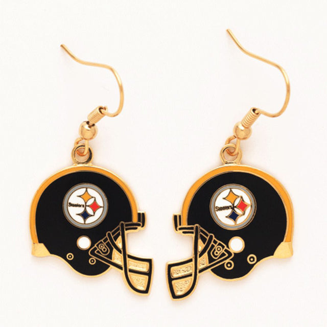 Pendientes con diseño de casco de los Pittsburgh Steelers