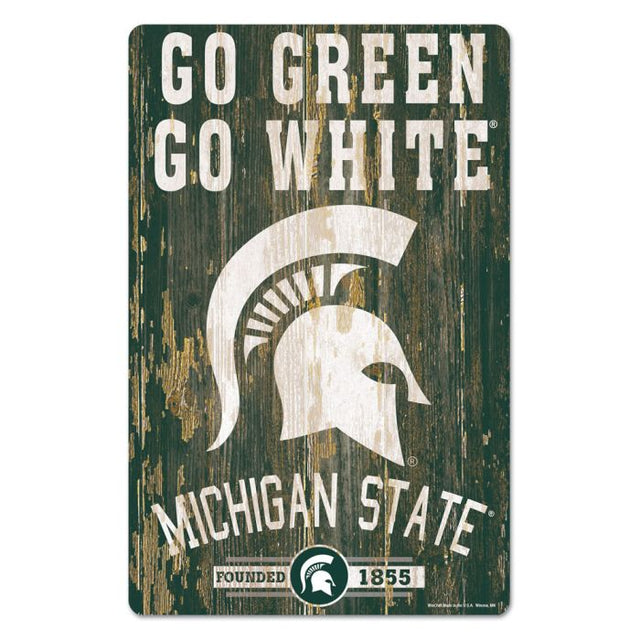 Michigan State Spartans Wood Sign 11" x 17" 1/4" thick