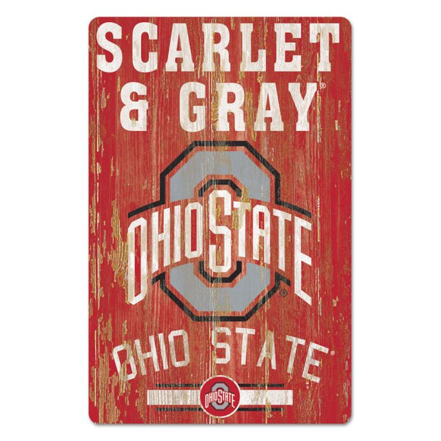 Letrero de madera de los Ohio State Buckeyes, 11" x 17", 1/4" de grosor