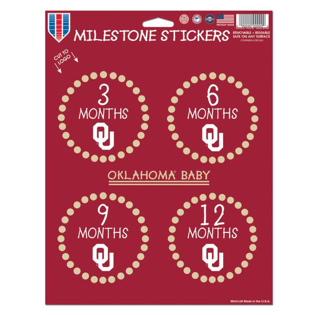 Hoja de calcomanías de vinilo de los Oklahoma Sooners de 8,5" x 11"