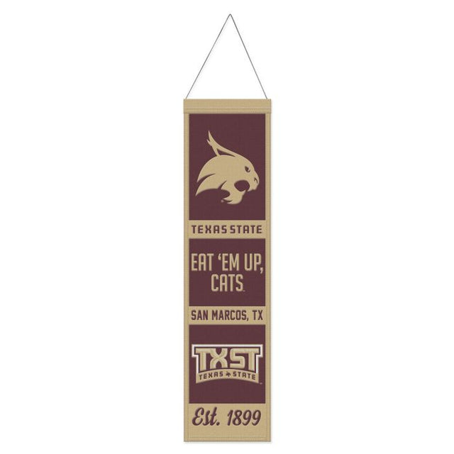 Texas State Bobcats ESTABLISHED Wool Banner 8" x 32"