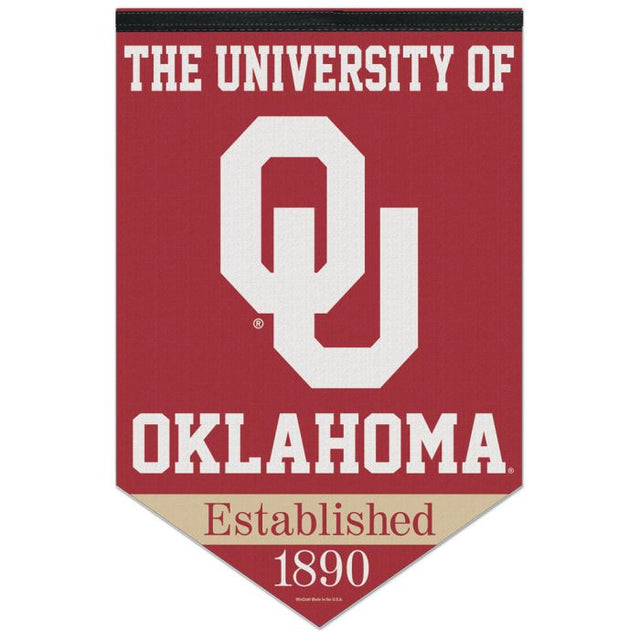 Bandera de fieltro premium CHEVRON de Oklahoma Sooners de 17" x 26"