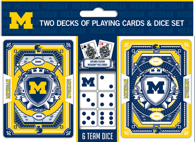 Juego de naipes y dados de los Wolverines de Michigan