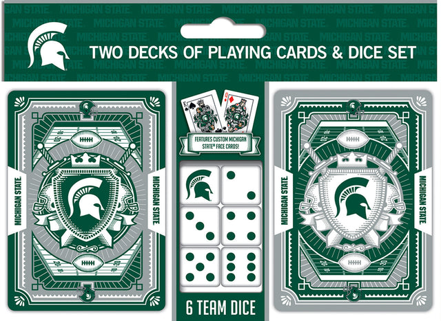 Juego de naipes y dados de los Spartans de Michigan State