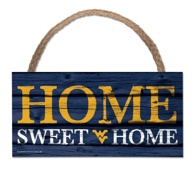 West Virginia Mountaineers Wood Sign w/Rope 5" x 10"