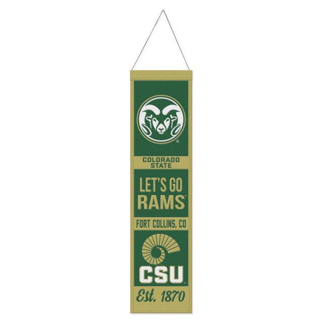 Bandera de lana de Colorado State Rams, 8" x 32"