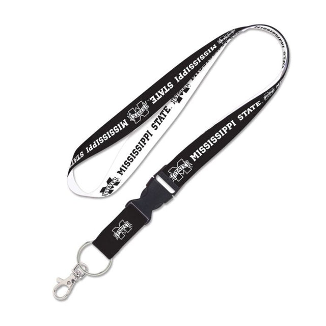 Mississippi State Bulldogs Black &amp; White Lanyard w/detachable buckle 1"