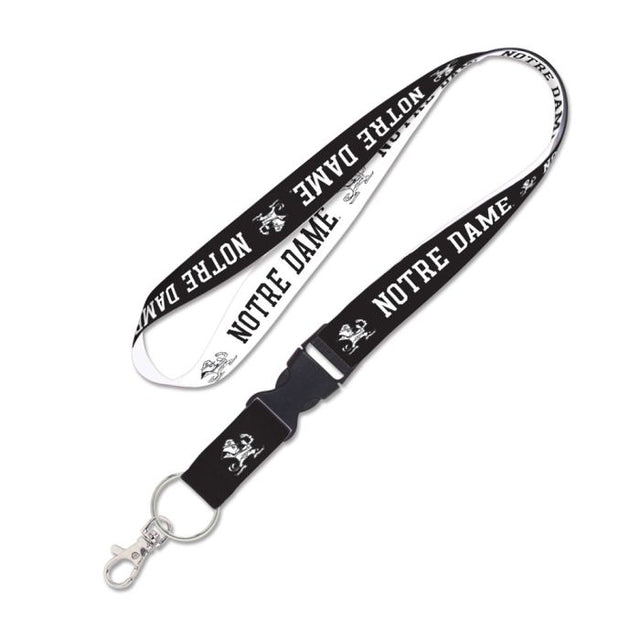 Notre Dame Fighting Irish Black &amp; White Lanyard w/detachable buckle 1"