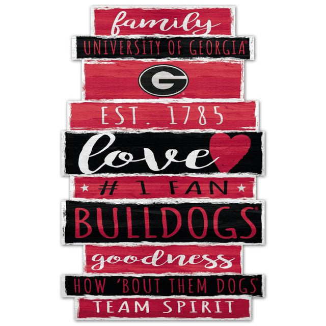 Georgia Bulldogs WORD PLANK Wood Sign 11" x 17" 1/4" thick