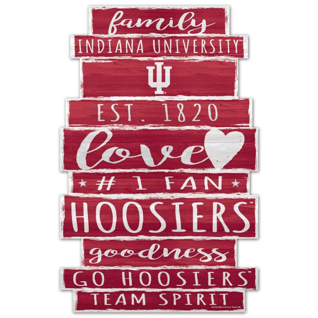 Indiana Hoosiers WORD PLANK Wood Sign 11" x 17" 1/4" thick